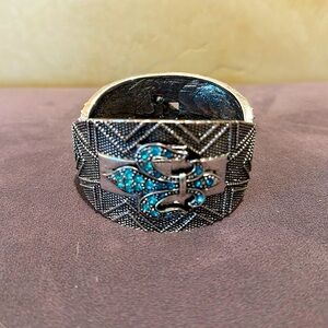 Fleur-de-lis Crystal Cuff Bracelet  .
